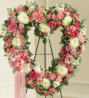 Funeral Heart Cemetery Wreath, Pink Wreath, Sympathy Wreath