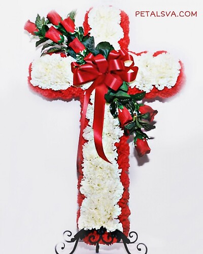 Peace &amp; Prayer Cross (red and white) Fresh Flowers
