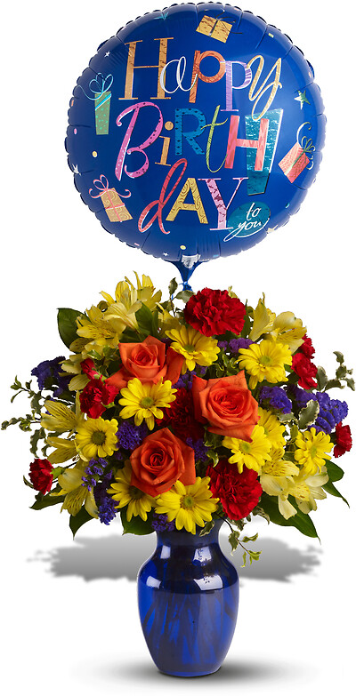 Fly Away Birthday Bouquet with Mylar